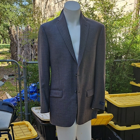 New With Tag TURNBURY 42L grey 100% Wool Plaid Sports Coat Jacket